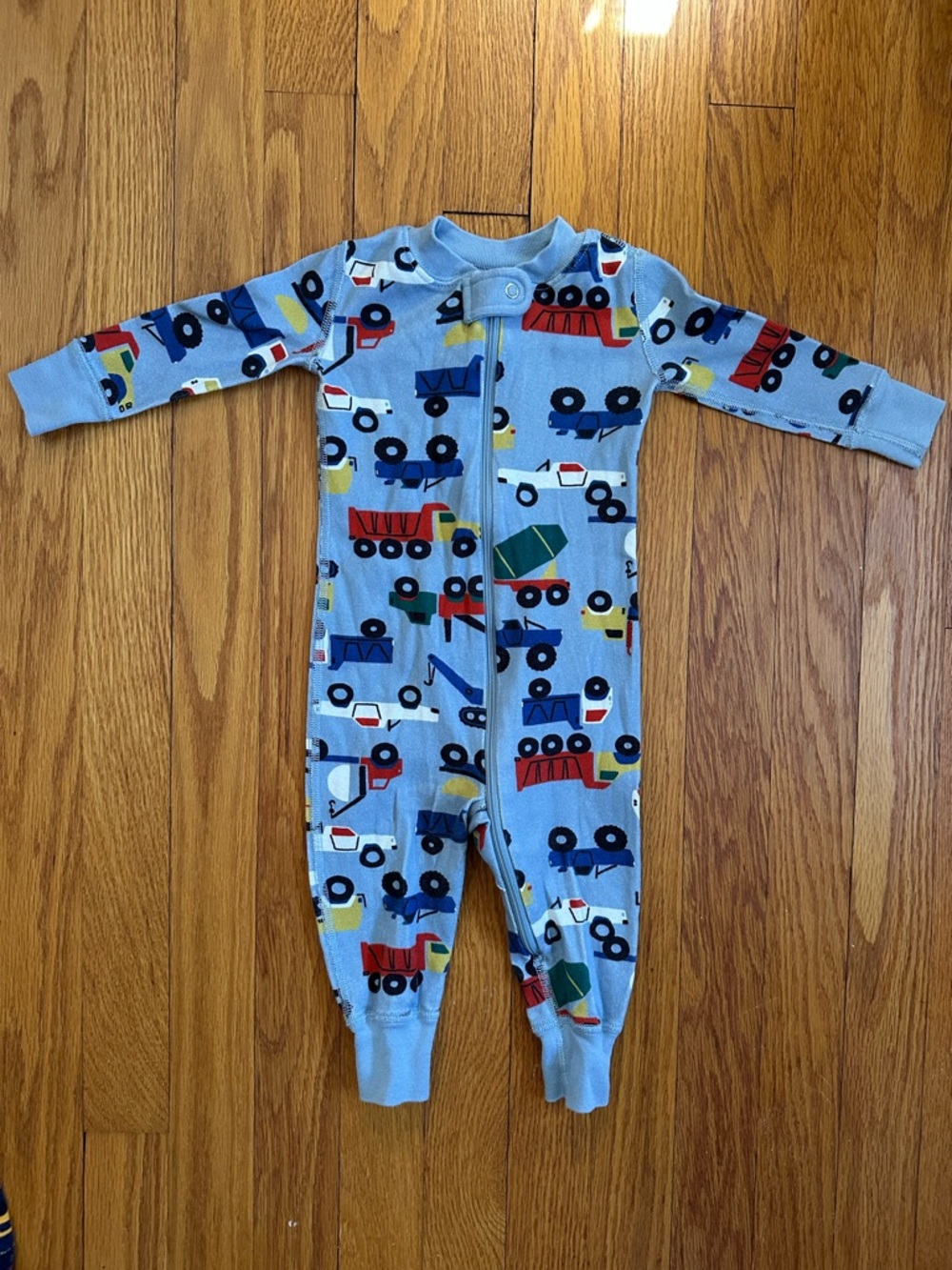 Hanna Andersson Light Blue Toddler One-Piece Pajama with Truck Print